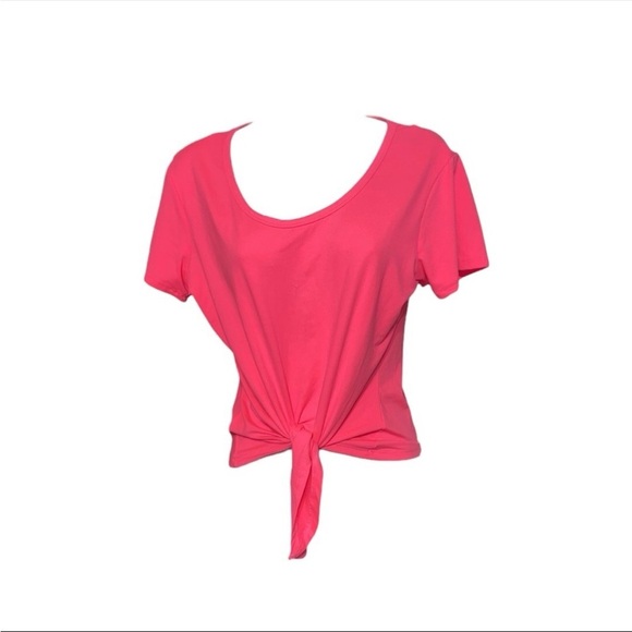 Bright pink front knot crop top - Picture 4 of 4